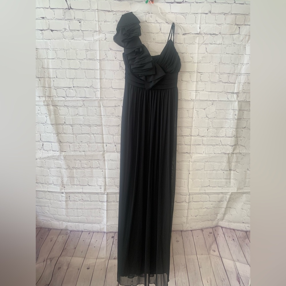 Black Ruffled Shoulder Dress